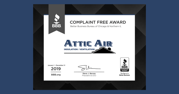 Attic Air BBB Award 2019 Image