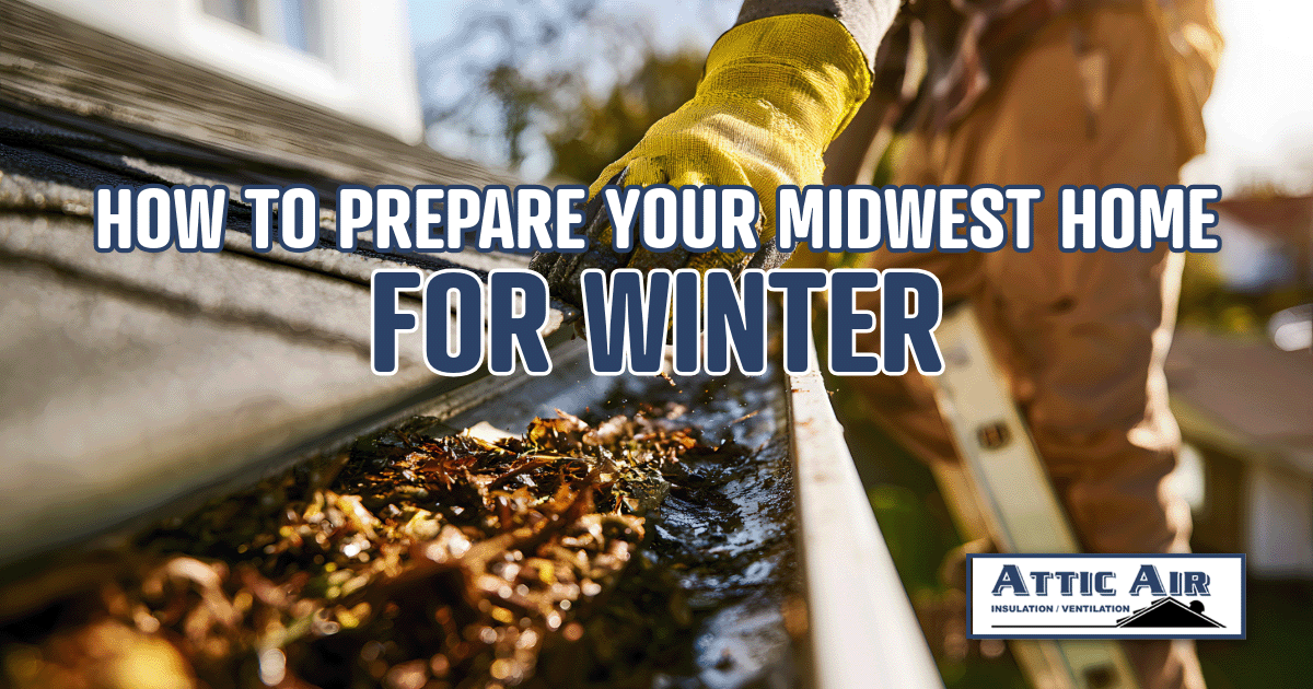 image of gutter cleaning, preparing midwest home for winter.